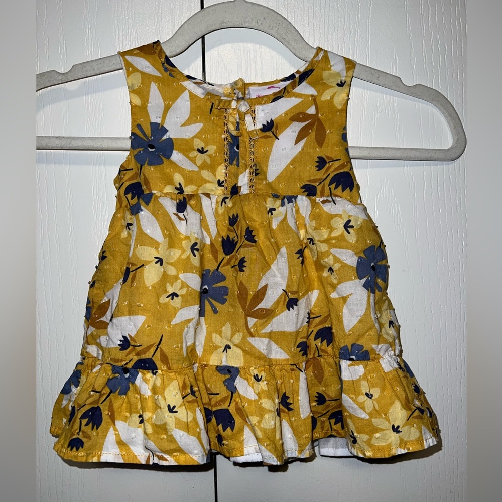 Tommy Bahama Toddler Girls Floral Eyelet Yellow Shirt